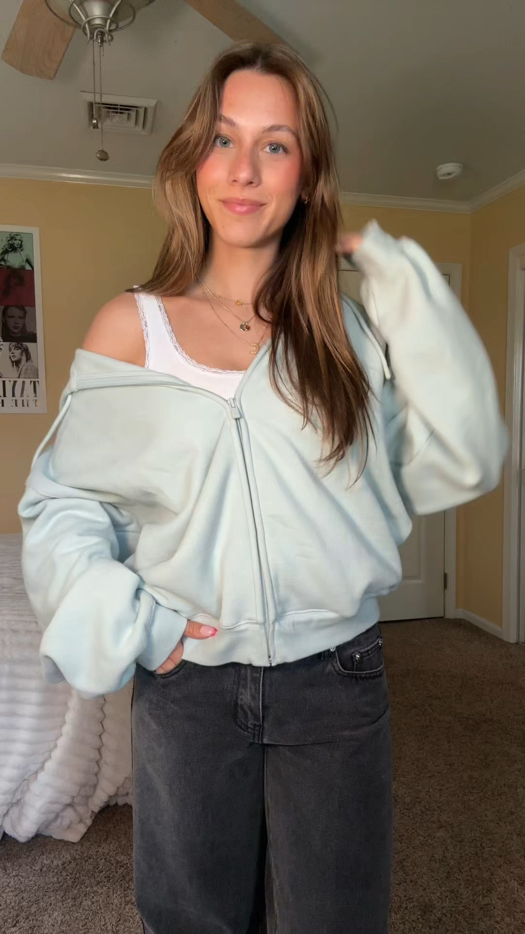 Comfy outfit inspo with black denim jeans 
#springoutfits2026 #denim

#LTKootd #LTKSeasonal #LTKSaleAlert