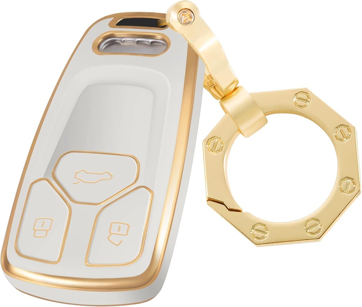 for Audi Key Fob Cover, Premium Car Key Case Shell with Fashion Keychain fit Audi A4 Q7 Q5 TT A3 ... | Amazon (US)