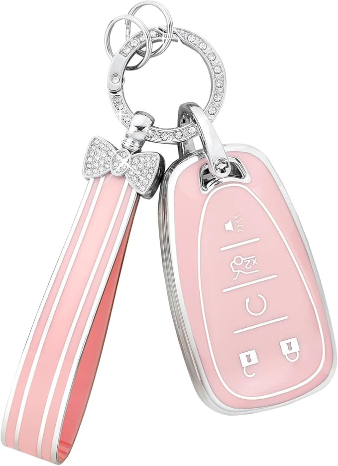 PIFOOG Key Fob Cover for Chevy Pink Soft TPU 5 Button Car Keys Case Shell Bling Keychain Accessor... | Amazon (US)