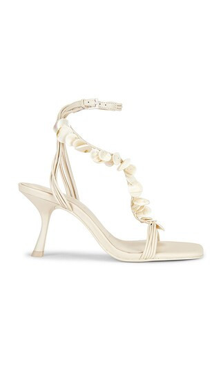 SIMKHAI Elin Natural Shell Beaded Strappy Heel in White. Size 39. Also in 40. | Revolve Clothing (Global)
