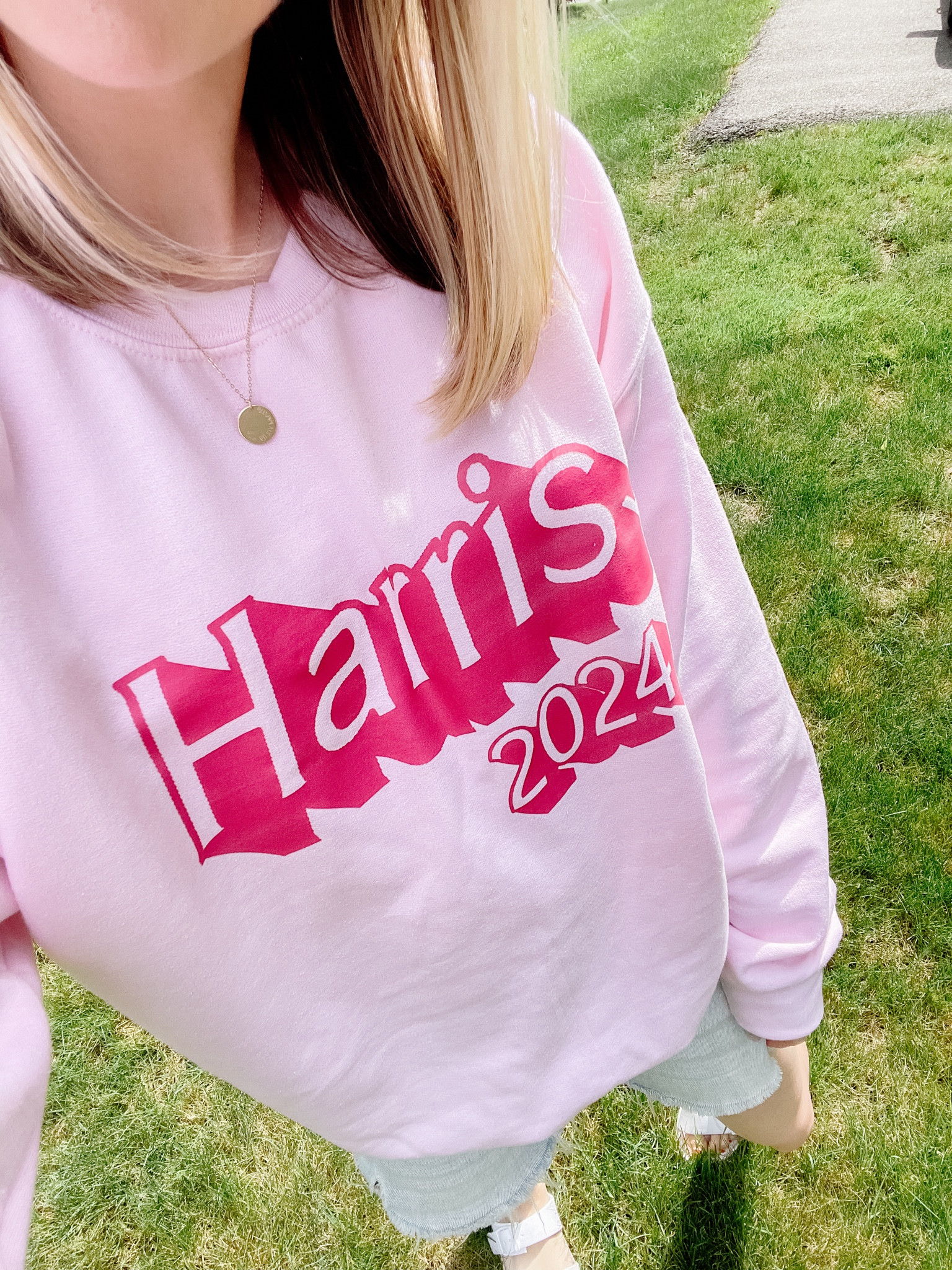 this barbie is voting for kamala harris 💓💕💗 

harris walz sweatshirt // barbie sweatshirt // custom barbie shirt // vote clothes // election merch // etsy find 