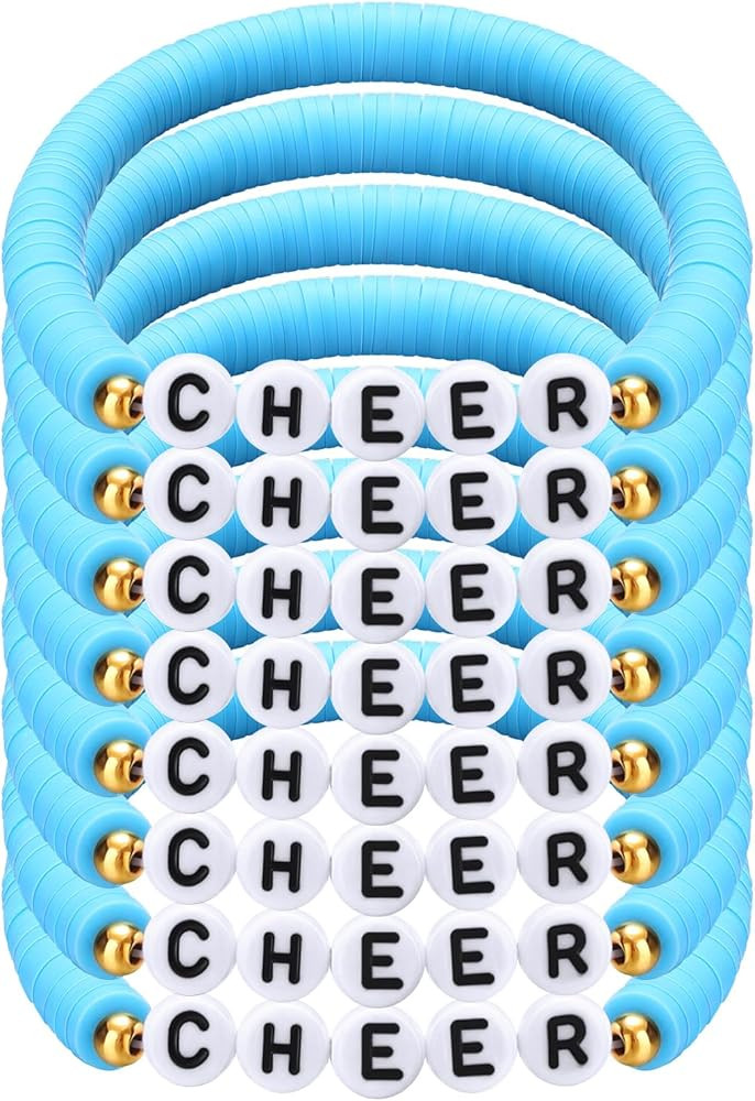 Landical 24 Pcs Cheerleader Gifts Stackable Clay Bead Cheer Bracelets Y2k Disc Heishi Surfer Frie... | Amazon (US)