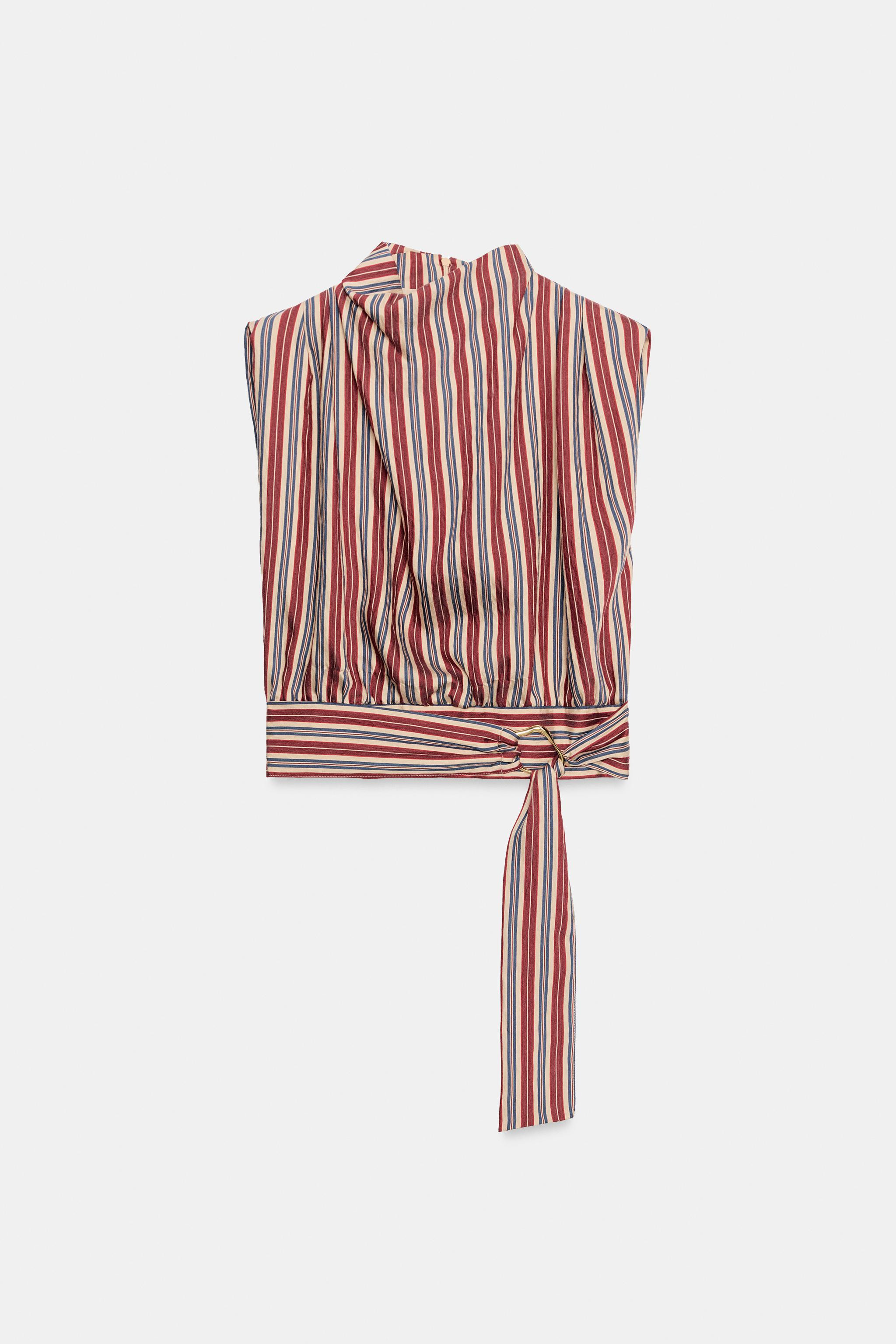 STRIPED TOP WITH KNOT DETAIL | Zara US