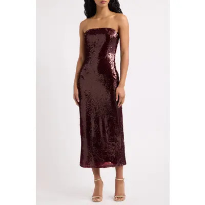 Lulus Hallie Sequin Strapless Gown in Chianti at Nordstrom, Size Small | Nordstrom