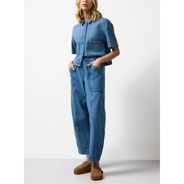 Buy Indigo Relaxed Barrel Leg Co-ord Jeans 12S | Co-ords | Argos | argos.co.uk