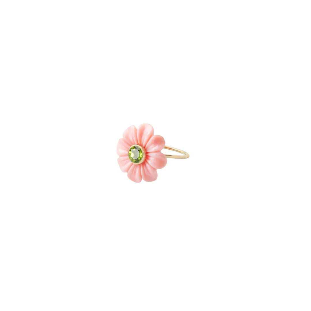 Sophie Joanne- Daisy Flower Ring Small Pink Opal Peridot | Henri Noel Fine Jewelry