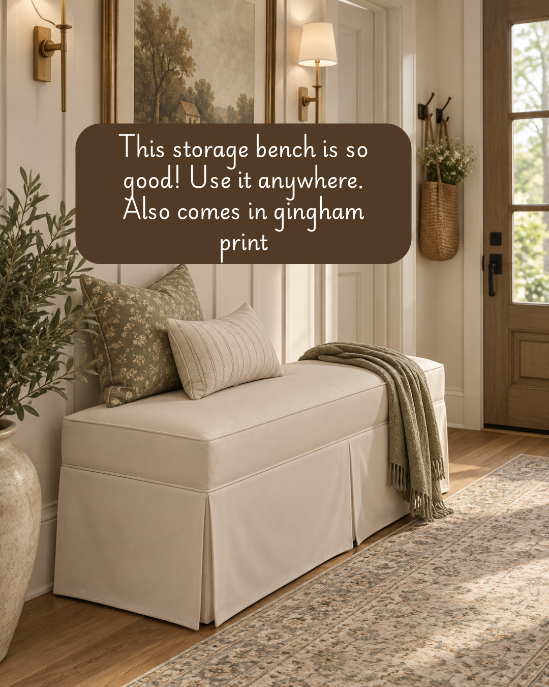 This skirted bench is such a pretty way to add extra seating + cozy cottage charm to an entryway 🤍 I love how the tailored skirt gives it that classic, collected look while keeping the space feeling soft and inviting.

Perfect for an entryway, bedroom, or even at the end of a bed! ✨ 

 #LTKHome #LTKSaleAlert
