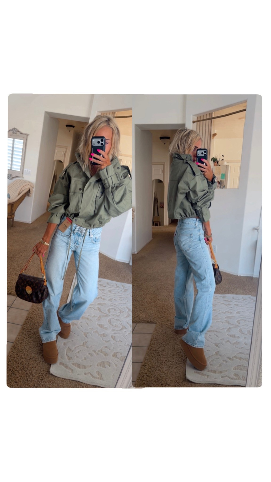 These jeans!!!!!!!! I am in a size 24. Also bought a 25. Could wear either according to how you want them to fit. Jacket size small. 

#LTKdayinmylife #LTKootd