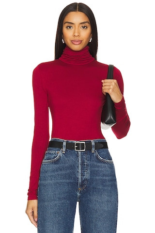 Bobi Mock Turtleneck Tee in Oxblood from Revolve.com | Revolve Clothing (Global)