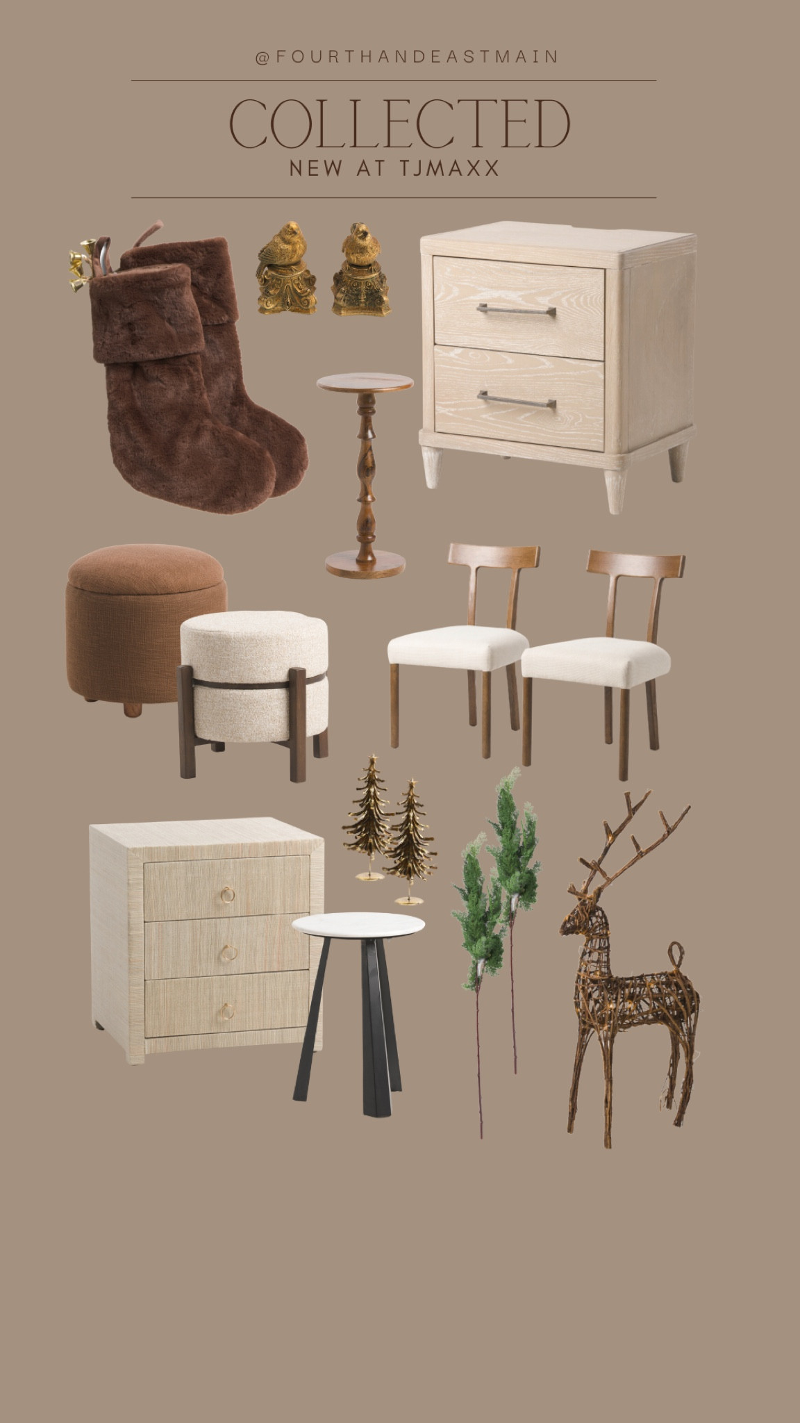 collected // new favorites at tjmaxx 

dining chairs
nightstands
holiday decor
deer
cedar stems
pine stems
stockings 
ottomans 

#LTKHoliday #LTKsalealert #LTKhome
