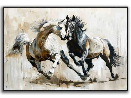 Horse Oil Painting Racing Horse Canvas Art Framed Horse Picture Wall Art For Livingroom Bedroom Office | Amazon (US)