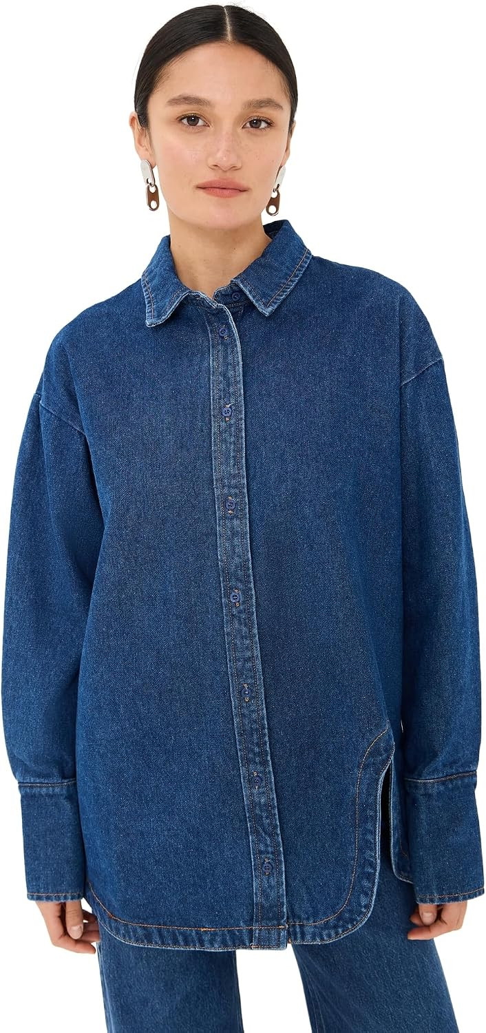 Lioness Women's Off Duty Denim Shirt, Dark Denim, Blue, S | Amazon (US)