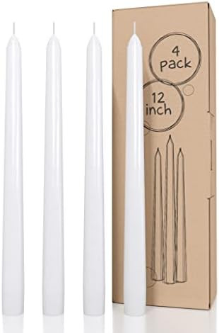 CANDWAX White Taper Candles 12 inch Dripless - Set of 4 Tapered Candles Ideal as Christmas Candle... | Amazon (US)