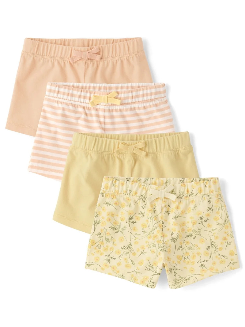The Children's Place Toddler Girls Everyday Printed Assorted Shorts, 4-Pack, Sizes 12M-5T | Walmart (US)