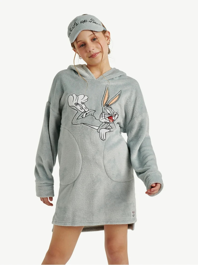 Looney Tunes X Justice Girls Long Sleeve Sleep Hoodie and Eyemask, 2-Piece, Sizes - Walmart.com | Walmart (US)