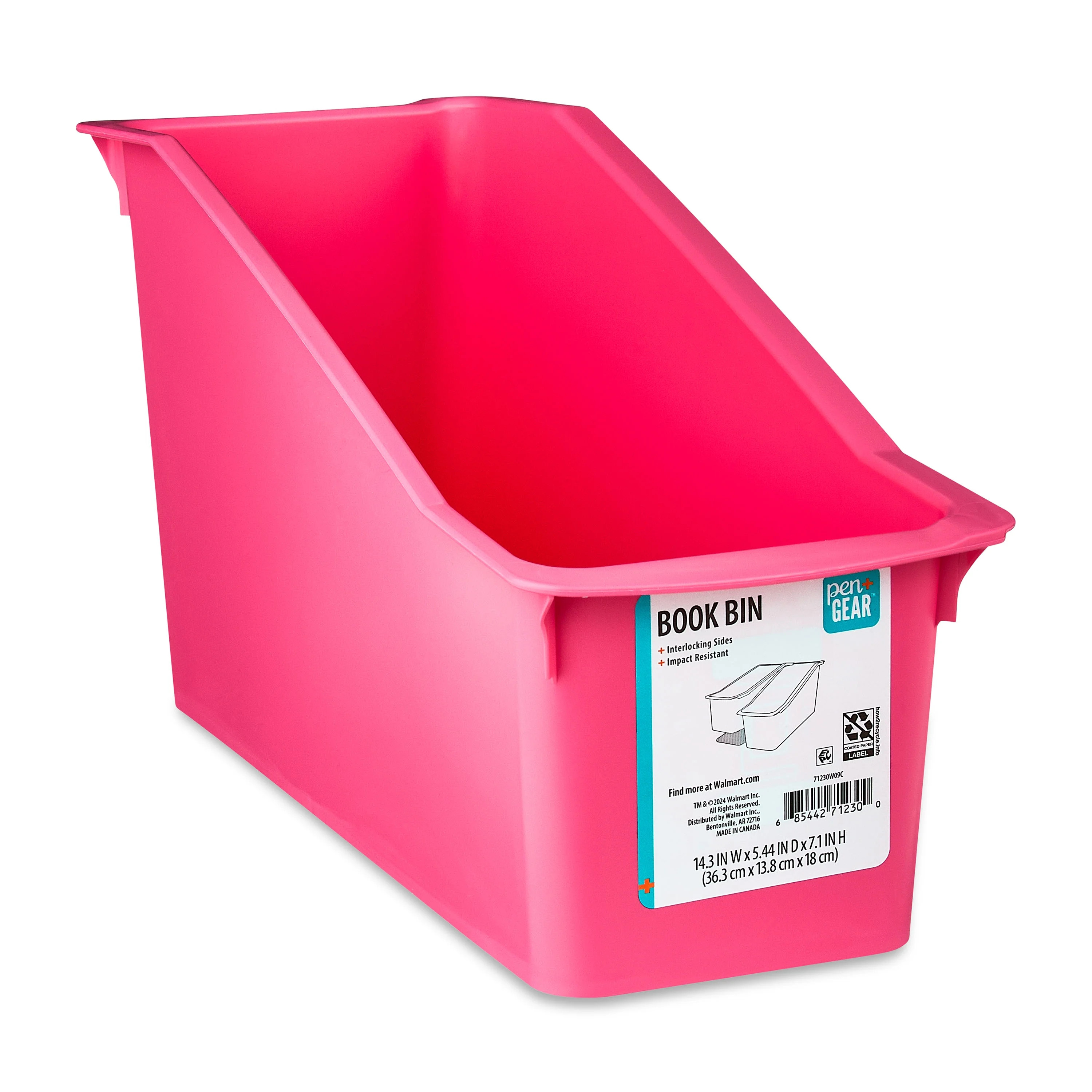 Pen+Gear Book Bin, 14.3" x 5.44" x 7.1", Coral Passion, 1-Pack | Walmart (US)