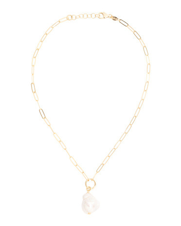 Made In Italy 18kt Gold Plated Sterling Silver Pearl Pendant Necklace | TJ Maxx