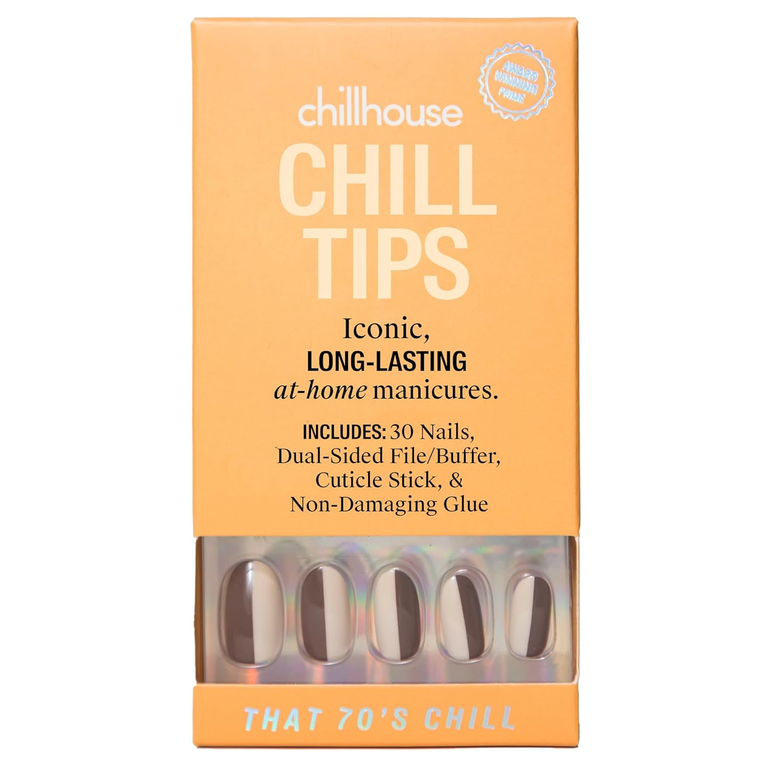 Chillhouse - Chill Tips, Press on Nails Kit - That 70's Chill (Oval) - 24 Nail Shapes & Sizes - U... | Amazon (US)