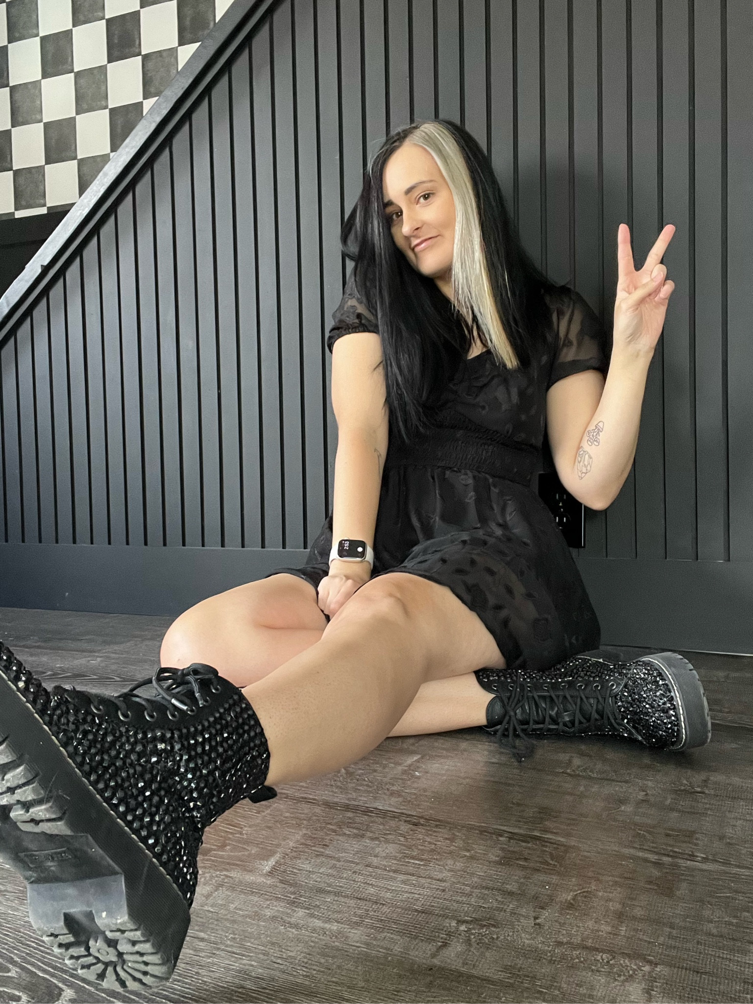 Black mini dress with these black combat boots I bedazzled! 

#LTKfindsunder50 #LTKstyletip