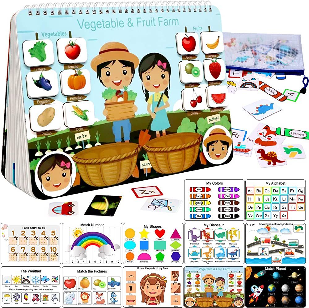 Busy Book for Kids, Montessori Autism Sensory Educational Toys, 12 Pages Toddler Preschool Activi... | Amazon (US)