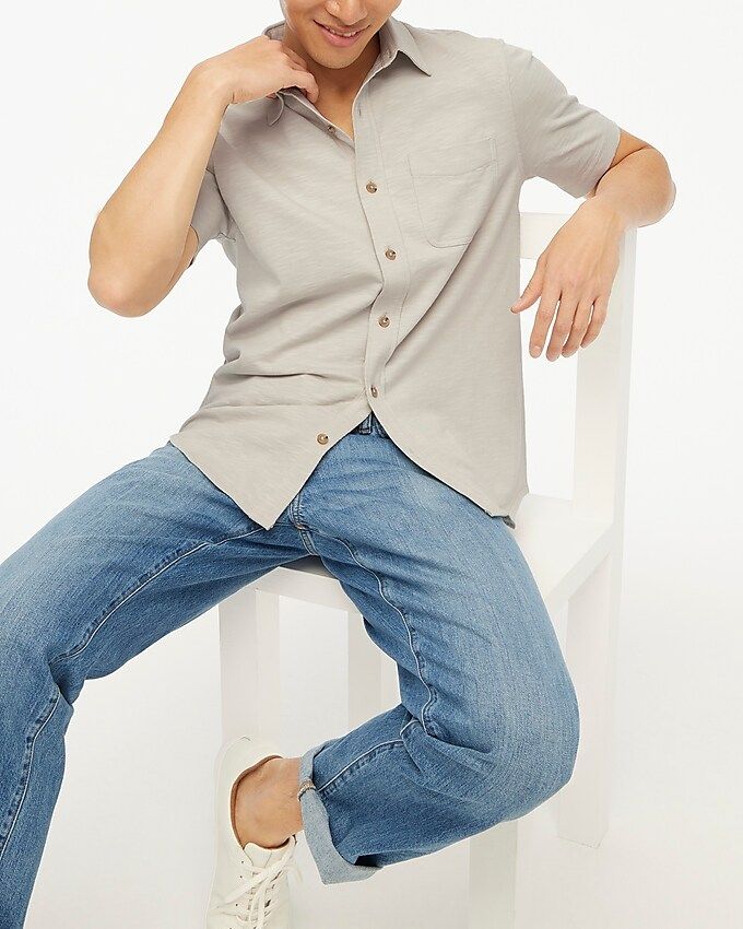 Short-sleeve knit button-down shirt | J.Crew Factory