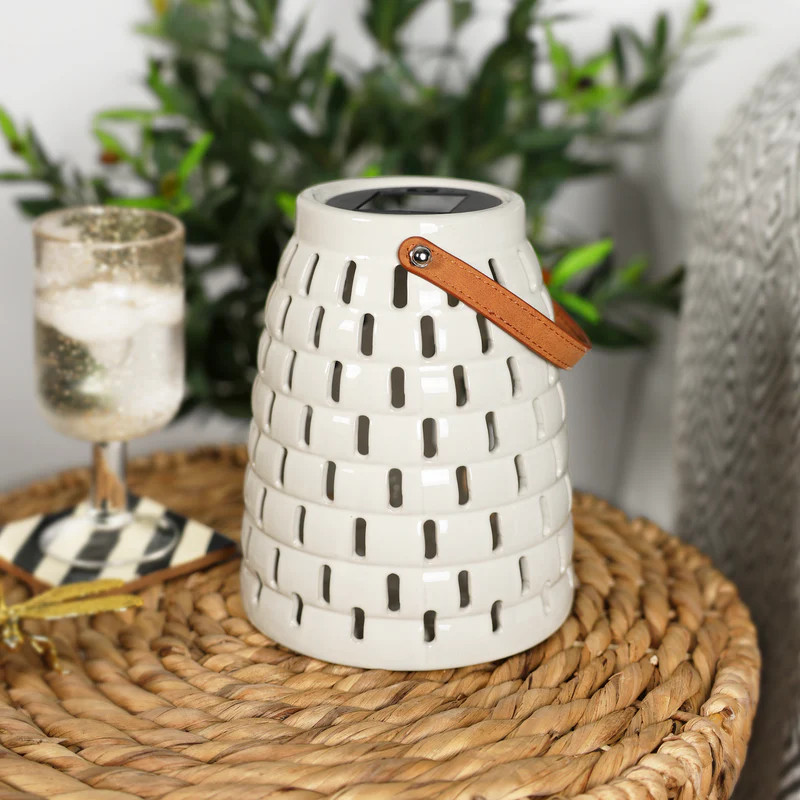Stoneware Solar White Lantern | Modern Locke