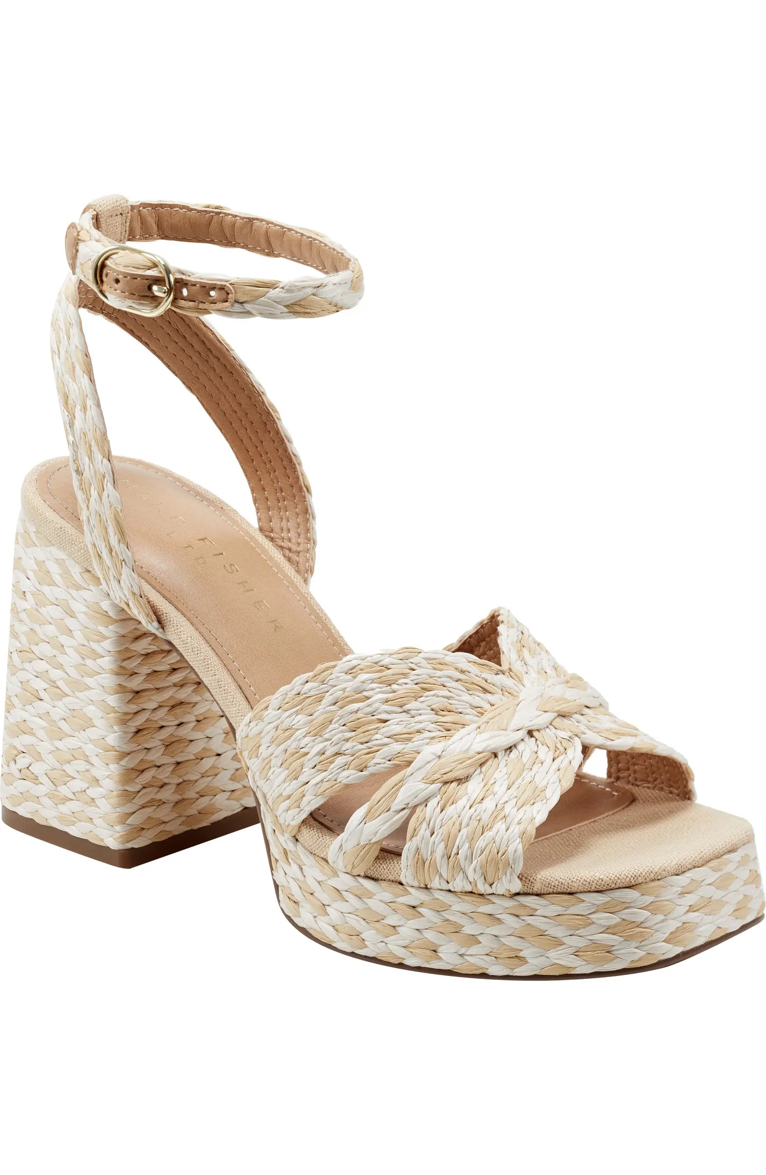 Marc Fisher LTD Janie Raffia Ankle Strap Platform Sandal (Women) | Nordstrom | Nordstrom
