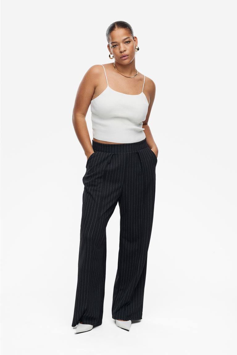 High-waist Dress Pants - Dark gray/pinstriped - Ladies | H&M US | H&M (US + CA)