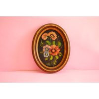 Antique Acrylic Picture Frame | Vintage Plastic Flowers Painting Golden Picture Frame Oval | Etsy (US)