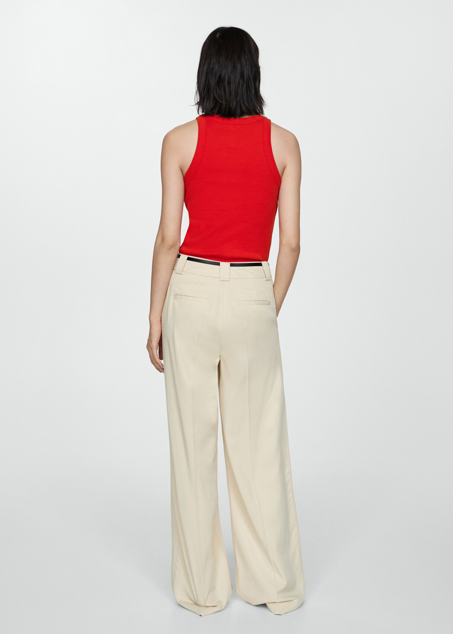 Geripptes Top aus Baumwoll-Mix | MANGO (DE)