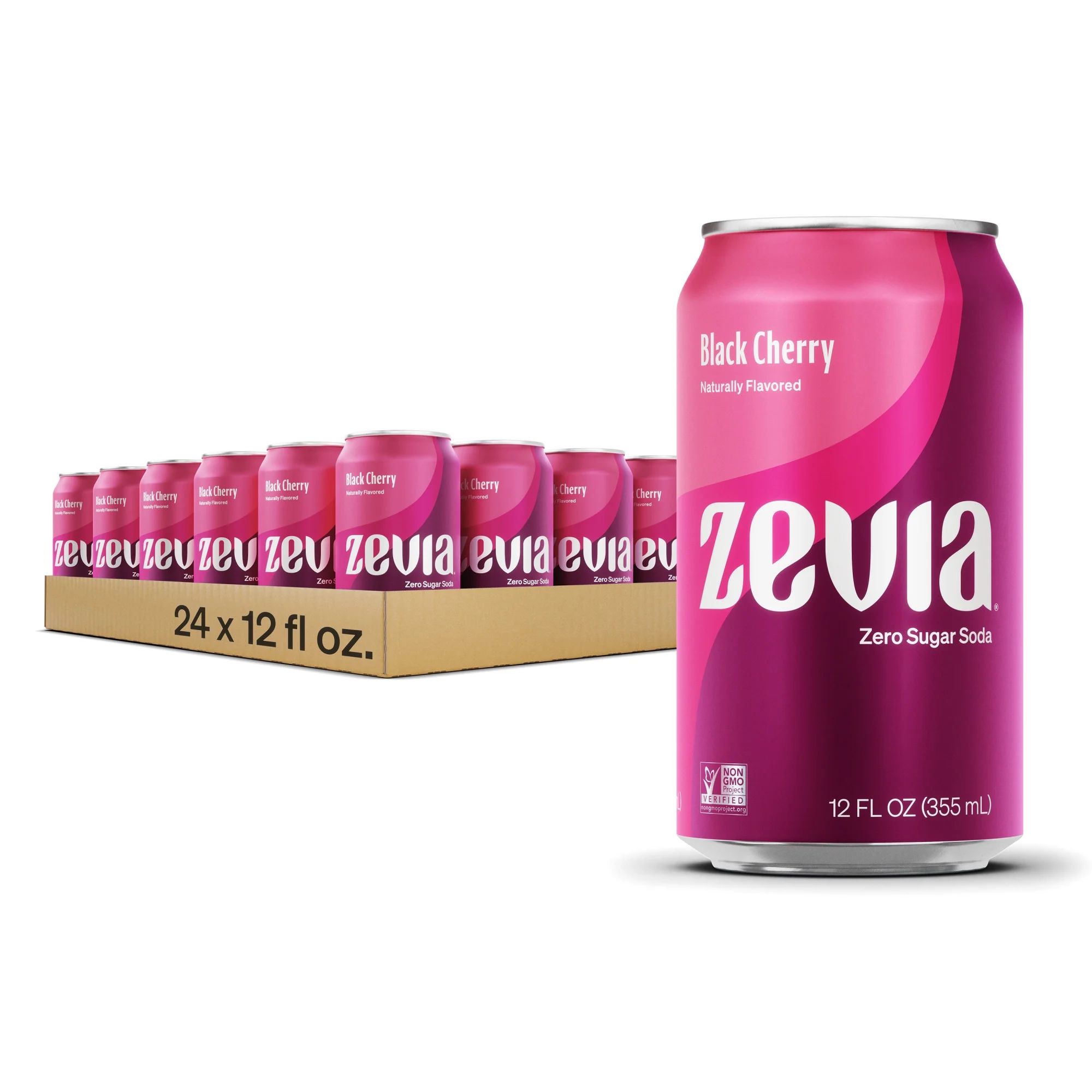 Zevia Zero Sugar, Black Cherry Soda, 12 Fl Oz (Pack of 24) | Walmart (US)