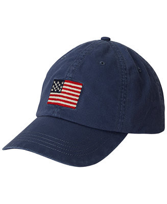 Flag-Embroidered Twill Ball Cap | Macy's