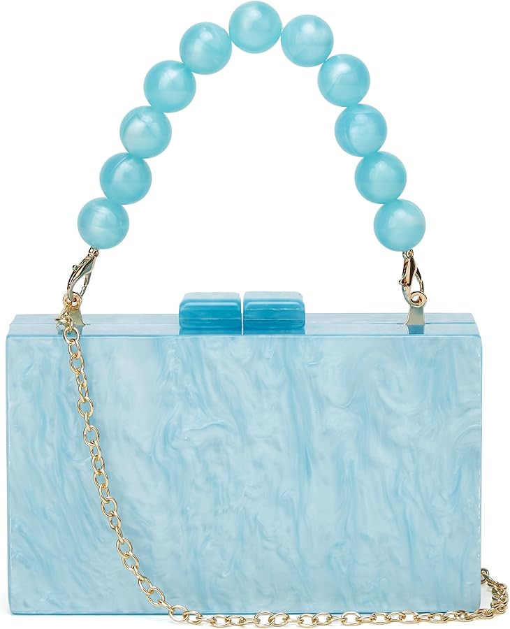 URAWOW Acrylic Evening Handbag Beads Bag for Women Graceful Shoulder Bag Satchel Marble Clutch Pu... | Amazon (US)