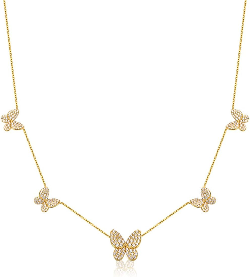 SUNXN Butterfly Necklace Dainty Charm Choker Pendant Necklace for Women Girls Jewelry Birthday Gi... | Amazon (US)