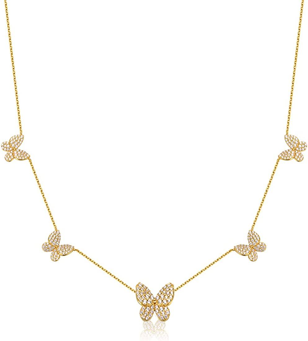 SUNXN Butterfly Necklace Dainty Charm Choker Pendant Necklace for Women Girls Jewelry Birthday Gi... | Amazon (US)