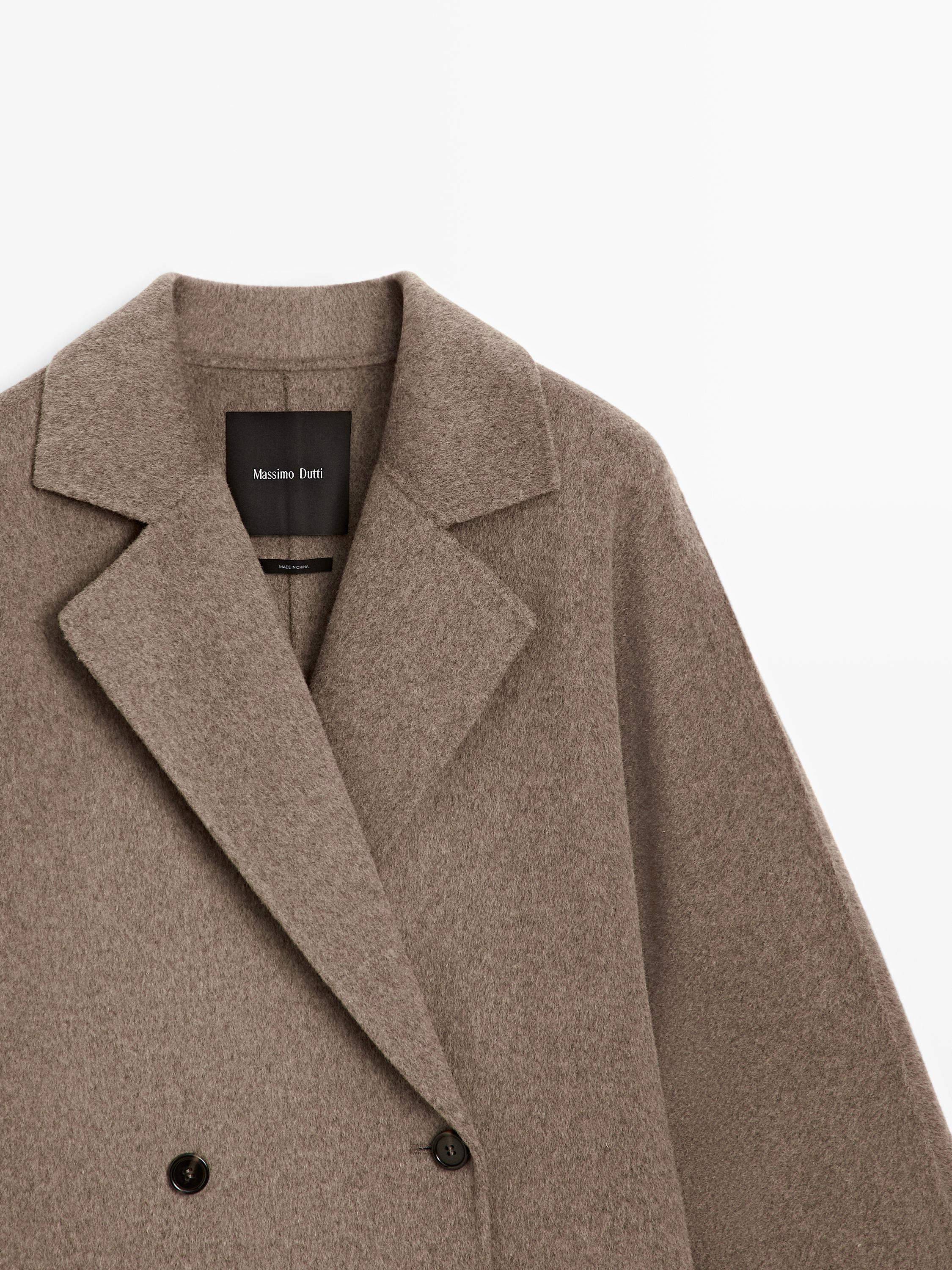 Long wool blend double-breasted coat | Massimo Dutti US
