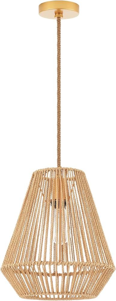MhyTogn Woven Pendant Lights Hanging Lamp with 12" Hand Rattan Basket Shade for Kitchen Island Fa... | Amazon (US)