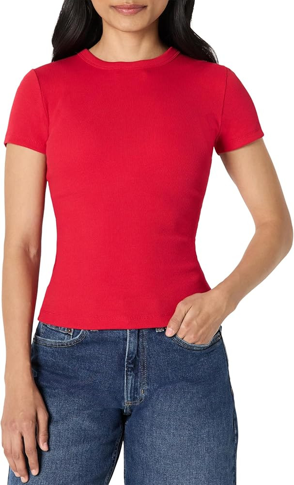 Amazon Essentials (Demi's Pick) Women's Slim-Fit Stretch Rib Short-Sleeve Tee | Amazon (US)