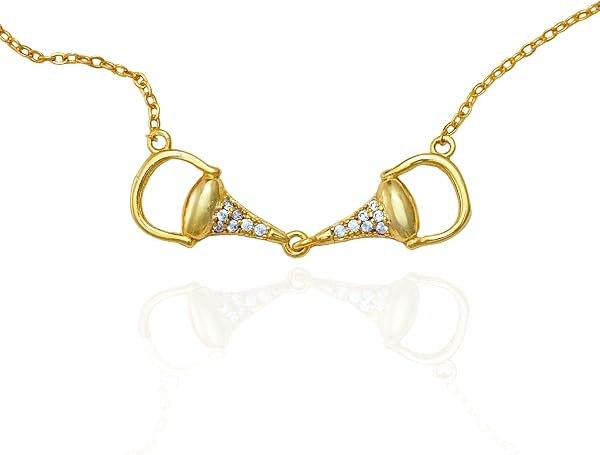 Statement 925 Sterling Silver Horse Necklace with Sparkly Gemstones. Horizontal Horsebit Pendant ... | Amazon (US)