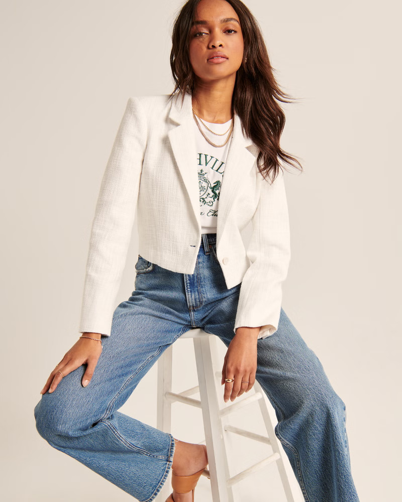 Cropped Tweed Blazer | Abercrombie & Fitch (US)