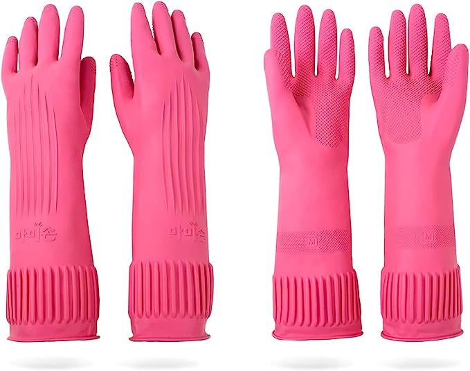 DABOGOSA Mamison 2 Pairs Reusable Waterproof Household Dishwashing Cleaning Rubber Gloves, Non-Sl... | Amazon (US)