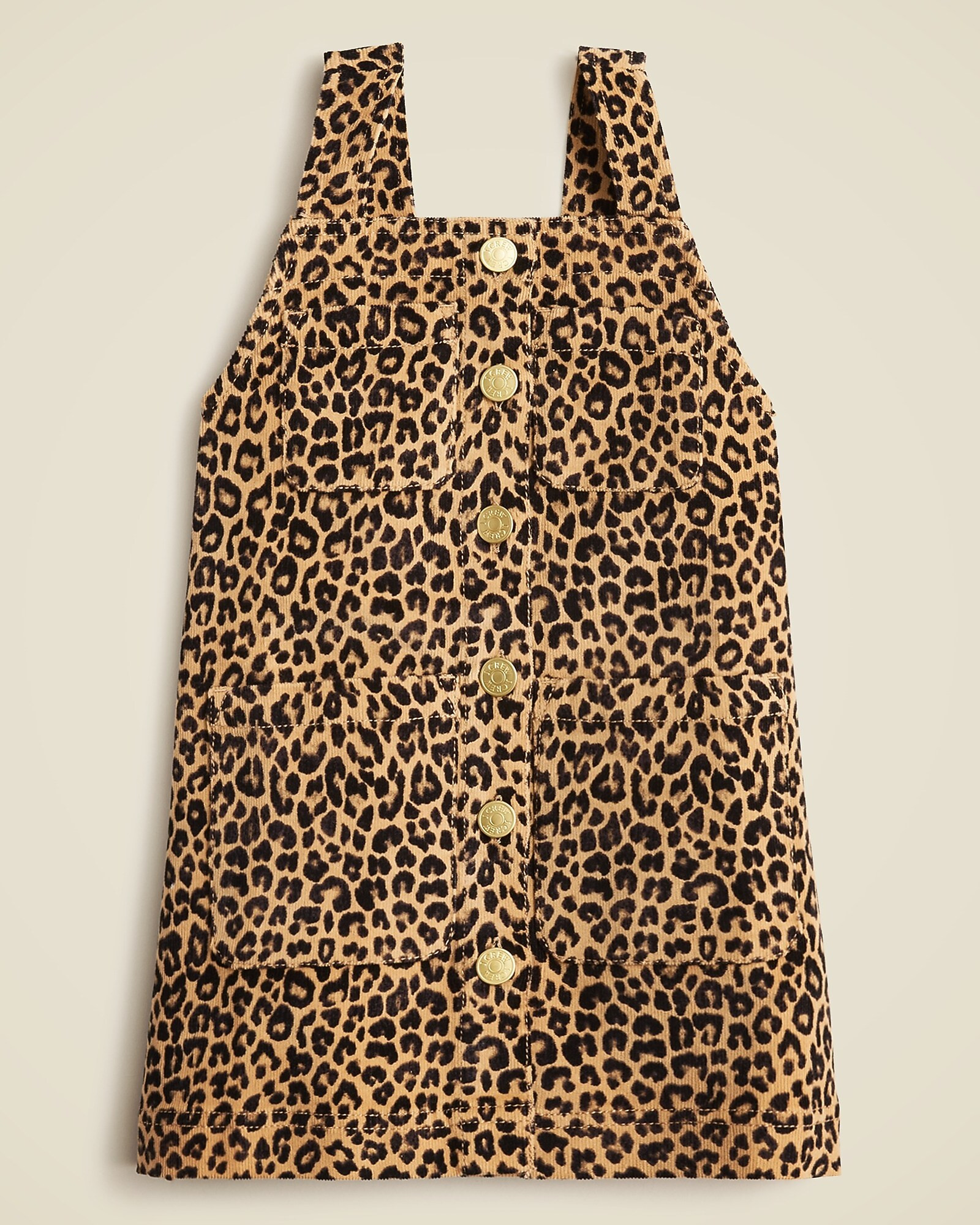 Girls' corduroy button-front dress in leopard print | J. Crew US