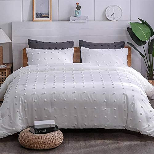 Paxrac Tufted White Queen Comforter Set (90x90 inches), 3 Pieces- Soft Cotton Jacquard Lightweigh... | Amazon (US)