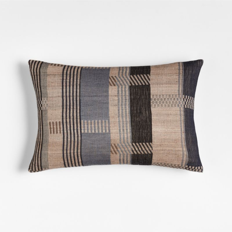 Etta Silk Wool Blend 22"x15" Deep Indigo Multi Throw Pillow with Down-Alternative Insert + Review... | Crate & Barrel