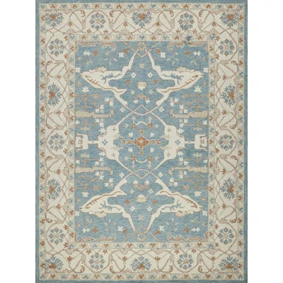 Exquisite Rugs Claremont Oushak Handmade Hand-Tufted New Zealand Wool On Canvas Ivory/Light Blue Area Rug | Perigold