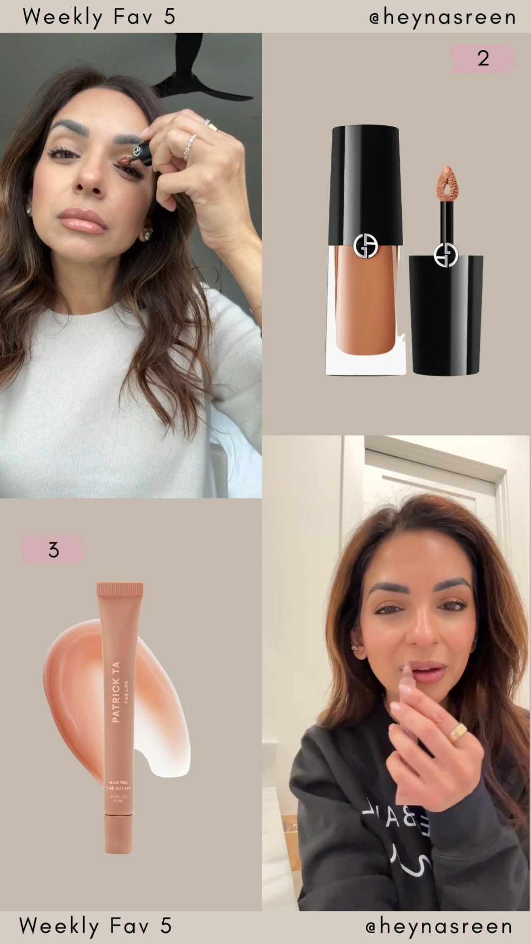 Fav 5:
#2: Armani beauty eye shadow in 25m sandalwood beige 
#3: Patrick Ta lip balm in milk tea 