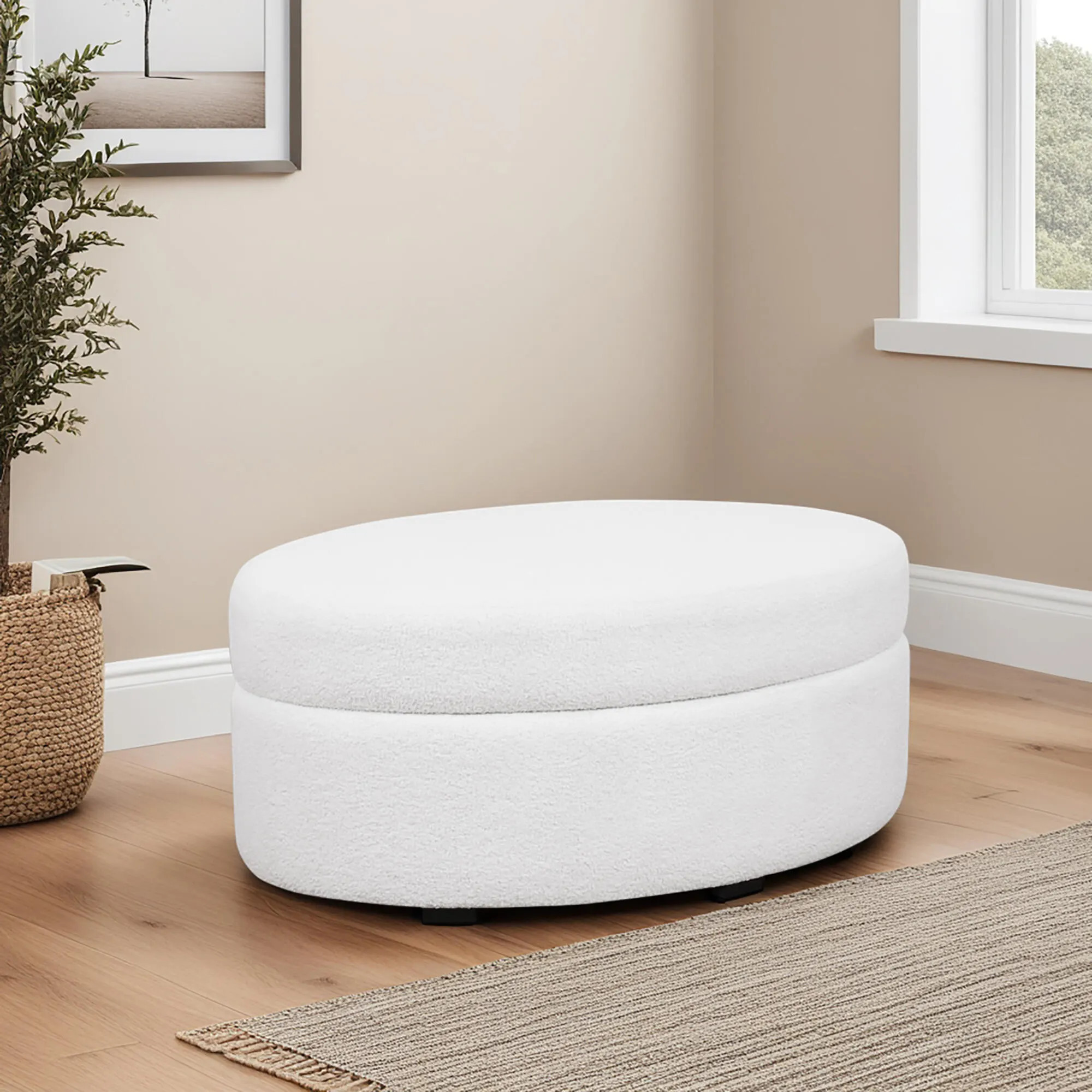 Linon Ottoman With Storage, Natural | Ashley