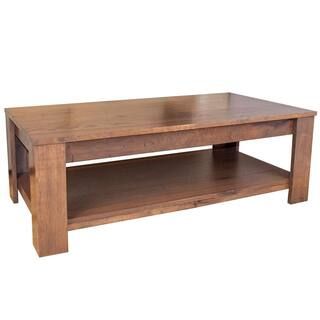 emark Modern Farmhouse Solid Wood Coffee Table in Weathered Oak 03TK50414768 - The Home Depot | The Home Depot