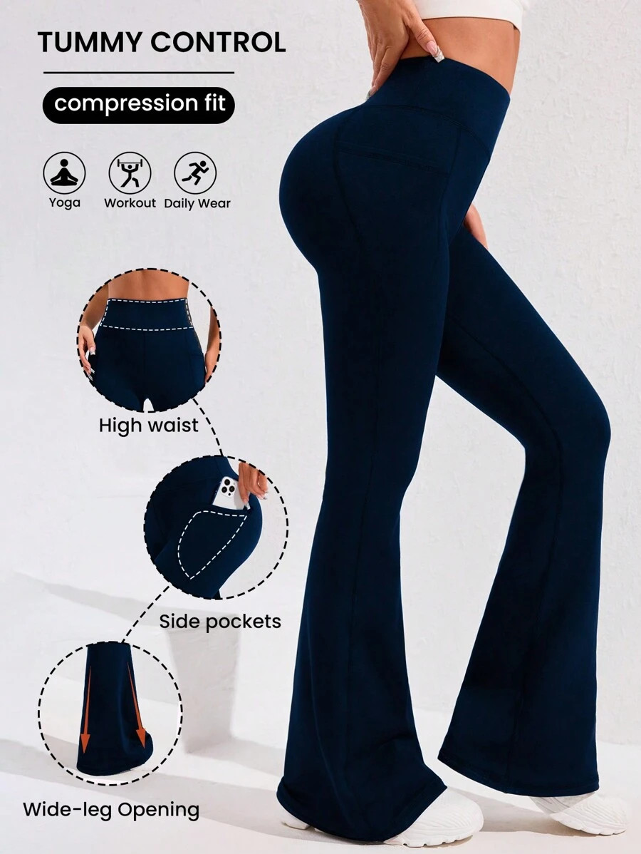 SHEIN Sport Studio Women Solid Color High Waist Slim Casual Sports Pants | SHEIN