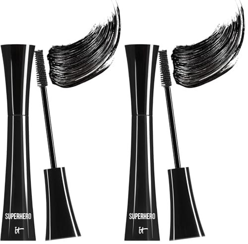 IT Cosmetics Superhero Mascara – Volumizing & Lengthening Black Mascara, Buildable Lash Volume, Collagen, Biotin, Peptides, Lifting & Curling Formula, Super Black Pigment - 0.3 fl oz (Pack of 2) | Amazon (US)
